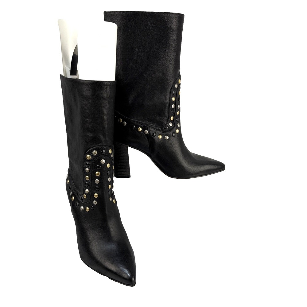 Free People Dakota Slouchy Studded Ankle Boots Size 40 9 - 9.5 Black Leather New